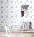 Dziecięca tapeta papierowa ICH Wallpaper Lullaby wesołe miasteczko biało-niebieska
