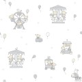 Dziecięca tapeta papierowa ICH Wallpaper Lullaby wesołe miasteczko biało-szara