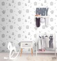 Dziecięca tapeta papierowa ICH Wallpaper Lullaby wesołe miasteczko biało-szara