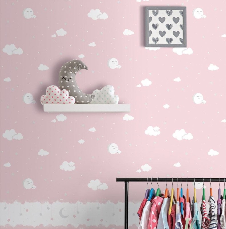Dziecięca tapeta papierowa ICH Wallpaper Lullaby niebo różowa