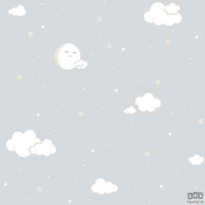 Dziecięca tapeta papierowa ICH Wallpaper Lullaby niebo szara