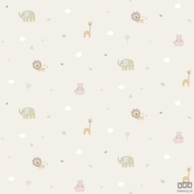 Dziecięca tapeta papierowa ICH Wallpaper Lullaby zwierzęta beżowa