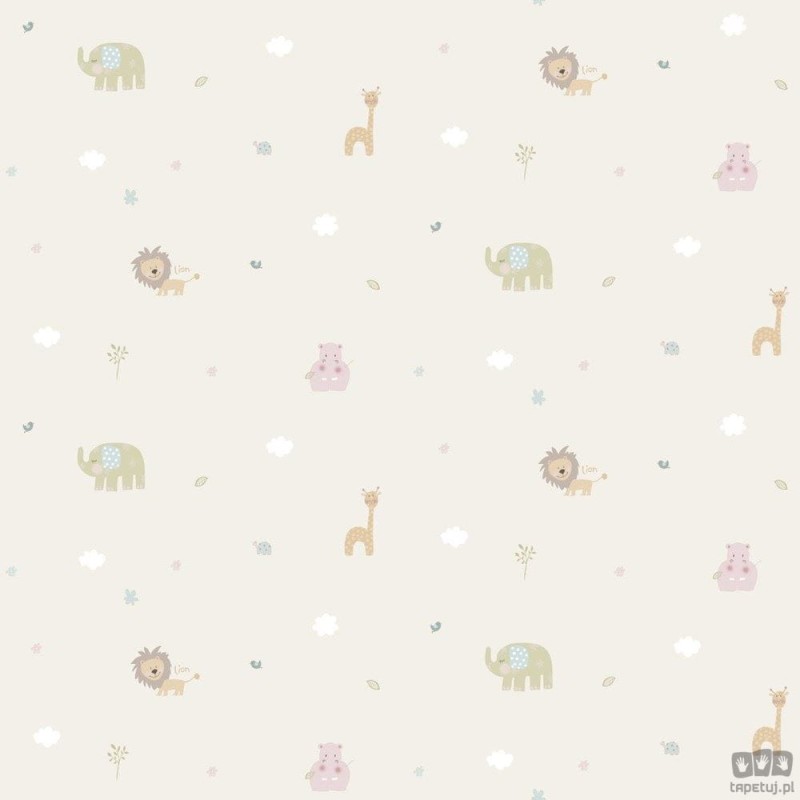 Dziecięca tapeta papierowa ICH Wallpaper Lullaby zwierzęta beżowa
