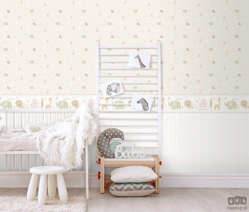 Dziecięca tapeta papierowa ICH Wallpaper Lullaby zwierzęta beżowa
