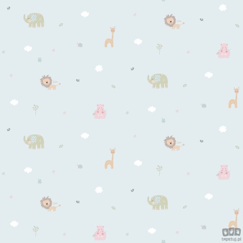 Dziecięca tapeta papierowa ICH Wallpaper Lullaby zwierzęta niebieska