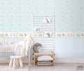 Dziecięca tapeta papierowa ICH Wallpaper Lullaby zwierzęta niebieska