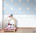 Dziecięca tapeta papierowa ICH Wallpaper Lullaby gwiazdy niebiesko-szaro-biała