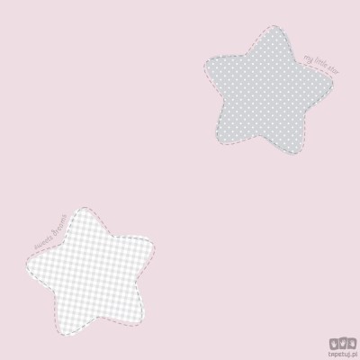 Dziecięca tapeta papierowa ICH Wallpaper Lullaby gwiazdy biało-szaro-różowa