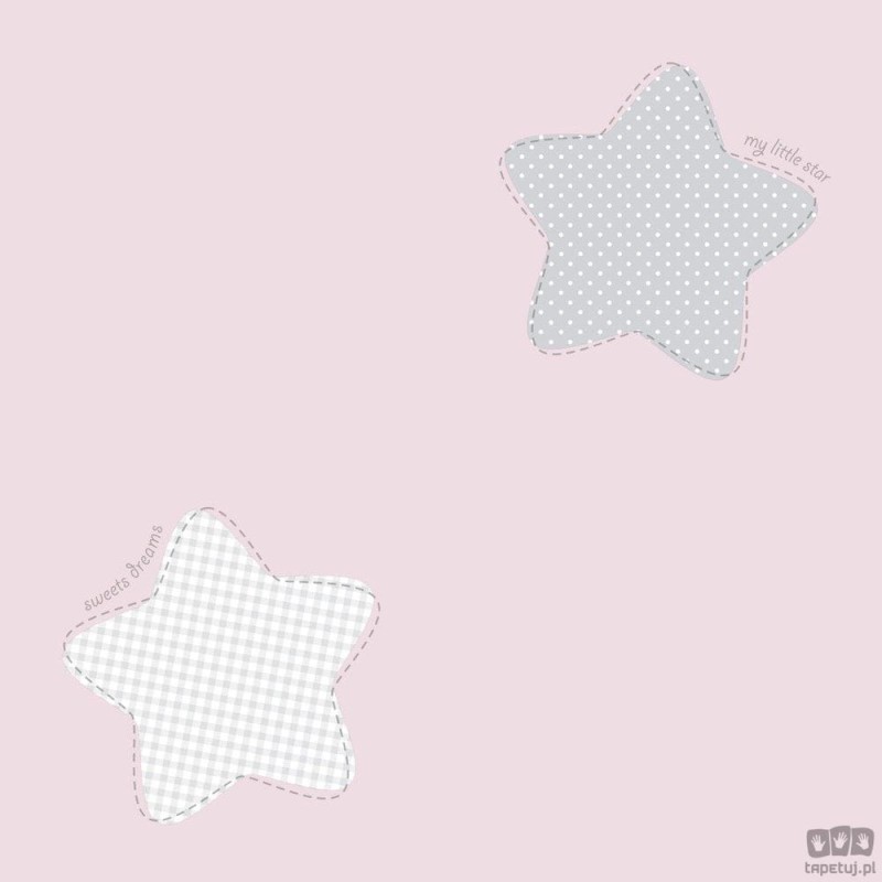 Dziecięca tapeta papierowa ICH Wallpaper Lullaby gwiazdy biało-szaro-różowa