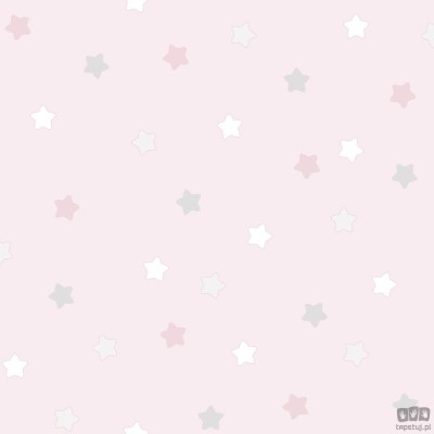Dziecięca tapeta papierowa ICH Wallpaper Lullaby gwiazdki różowo-biało-szara