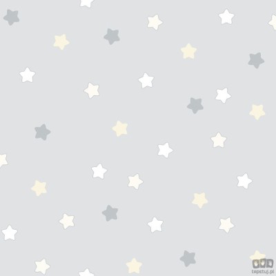 Dziecięca tapeta papierowa ICH Wallpaper Lullaby gwiazdki złoto-biało-szara