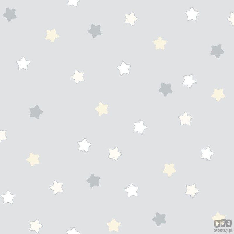 Dziecięca tapeta papierowa ICH Wallpaper Lullaby gwiazdki złoto-biało-szara