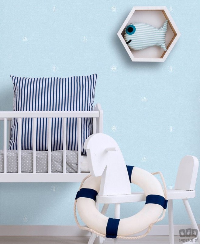 Dziecięca tapeta papierowa ICH Wallpaper Lullaby motyw żeglarski niebieska