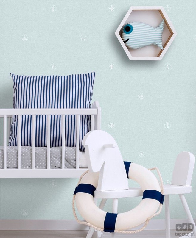 Dziecięca tapeta papierowa ICH Wallpaper Lullaby motyw żeglarski odcień zieleni