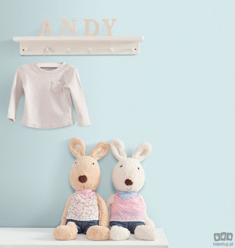 Dziecięca tapeta papierowa ICH Wallpaper Lullaby kropki turkusowa