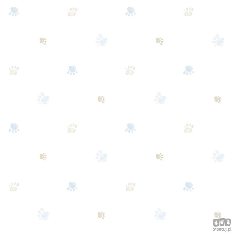 Tapeta dziecięca ICH Wallpaper Lullaby papierowa ślady łap biało-niebiesko-beżowa