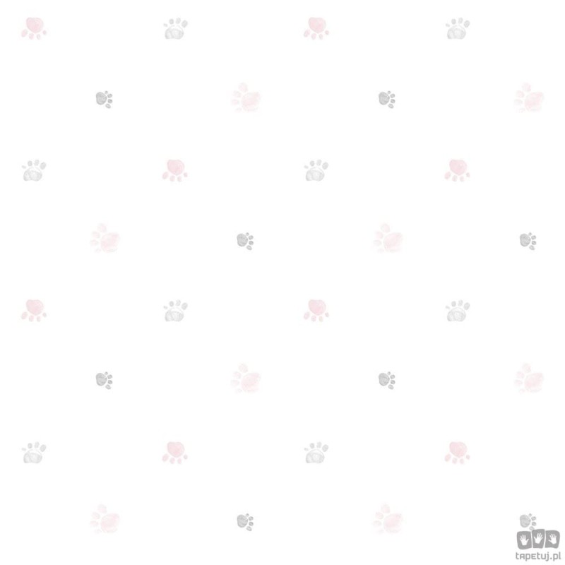 Tapeta dziecięca ICH Wallpaper Lullaby papierowa ślady łap biało-szaro-różowa