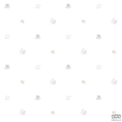 Tapeta dziecięca ICH Wallpaper Lullaby papierowa ślady łap szaro-beżowo-biała