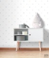 Tapeta dziecięca ICH Wallpaper Lullaby papierowa ślady łap biało-turkusowo-beżowa