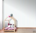 Tapeta dziecięca ICH Wallpaper Lullaby papierowa w biało-turkusowo-szare paski