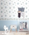 Dziecięcy border ścienny ICH Wallpaper Lullaby wesołe miasteczko niebiesko-biały