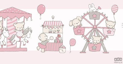 Dziecięcy border ścienny ICH Wallpaper Lullaby wesołe miasteczko różowo-biały
