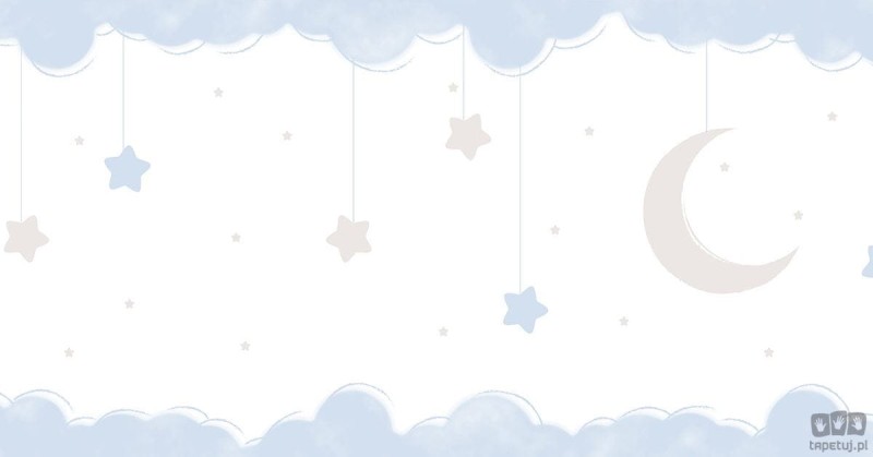 Dziecięcy border ścienny ICH Wallpaper Lullaby nocne niebo biało niebieski