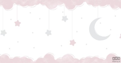 Dziecięcy border ścienny ICH Wallpaper Lullaby nocne niebo biało-różowy