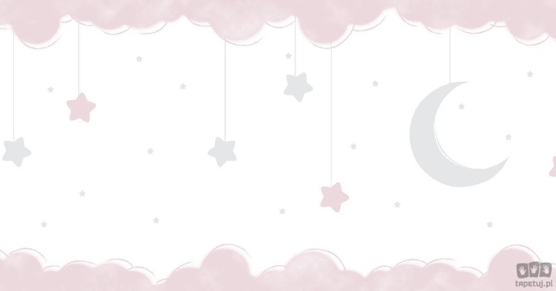 Dziecięcy border ścienny ICH Wallpaper Lullaby nocne niebo biało-różowy