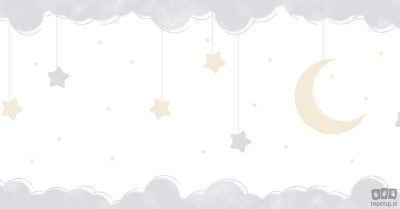 Dziecięcy border ścienny ICH Wallpaper Lullaby nocne niebo biało-szary