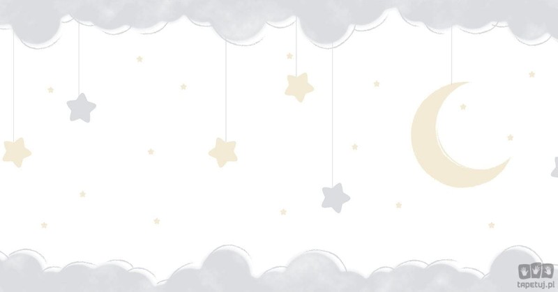 Dziecięcy border ścienny ICH Wallpaper Lullaby nocne niebo biało-szary