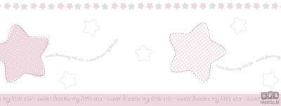 Dziecięcy border ścienny ICH Wallpaper Lullaby gwiazdy biało-szaro-różowy