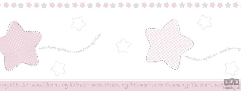 Dziecięcy border ścienny ICH Wallpaper Lullaby gwiazdy biało-szaro-różowy
