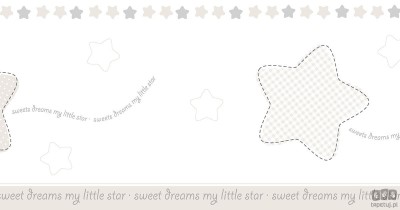 Dziecięcy border ścienny ICH Wallpaper Lullaby gwiazdy biało-beżowo-srebrny