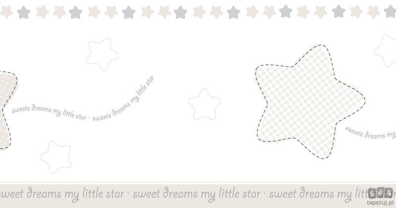 Dziecięcy border ścienny ICH Wallpaper Lullaby gwiazdy biało-beżowo-srebrny