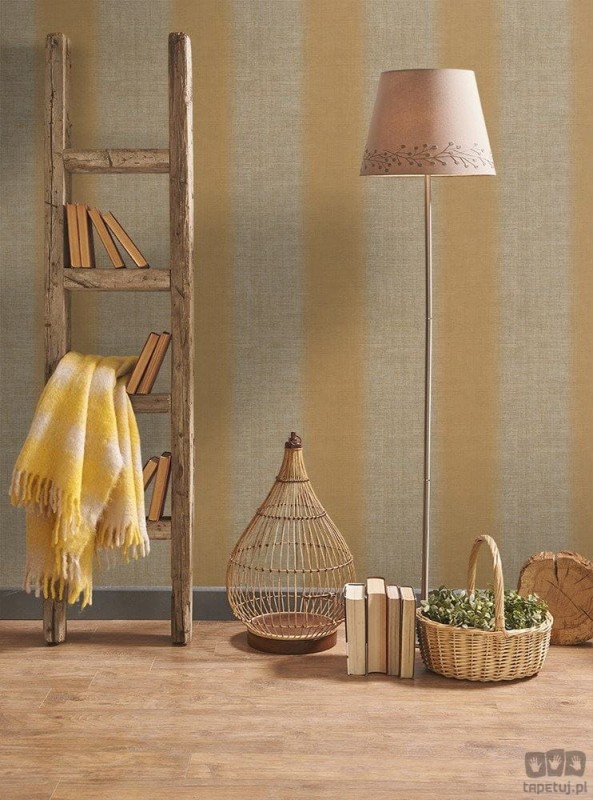 Szaro-brązowa tapeta winylowa ICH Wallpaper Deco Stripes w pasy