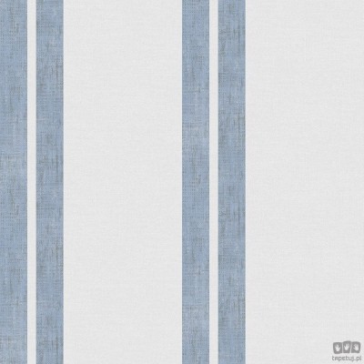 Tapeta ICH Wallpaper Deco Stripes flizelinowa w pasy niebieski ecru