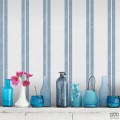 Tapeta ICH Wallpaper Deco Stripes flizelinowa w pasy niebieski ecru