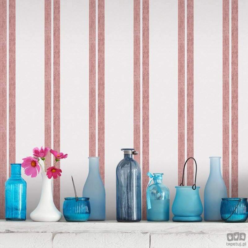 Tapeta ICH Wallpaper Deco Stripes flizelinowa w pasy brąz ecru