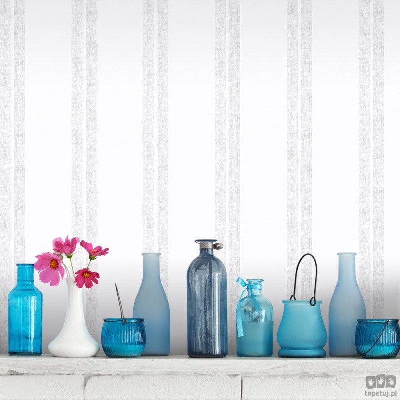 Tapeta ICH Wallpaper Deco Stripes flizelinowa w pasy ecru szarość