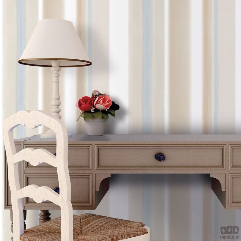 Nowoczesna tapeta w paski ICH Wallpaper Deco Stripes biel róż niebieski