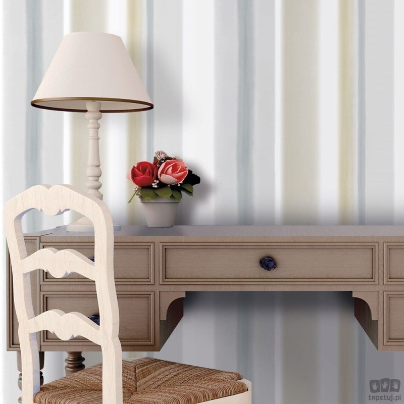Nowoczesna tapeta w paski ICH Wallpaper Deco Stripes beż biel szarość