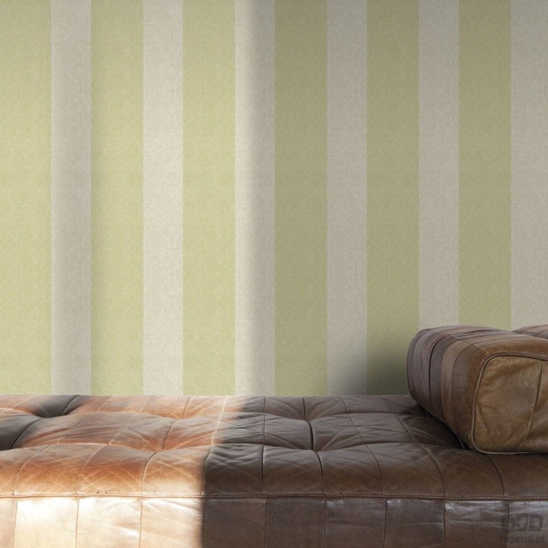 Tapeta w pasy na flizelinie szaro-zielona ICH Wallpaper Deco Stripes