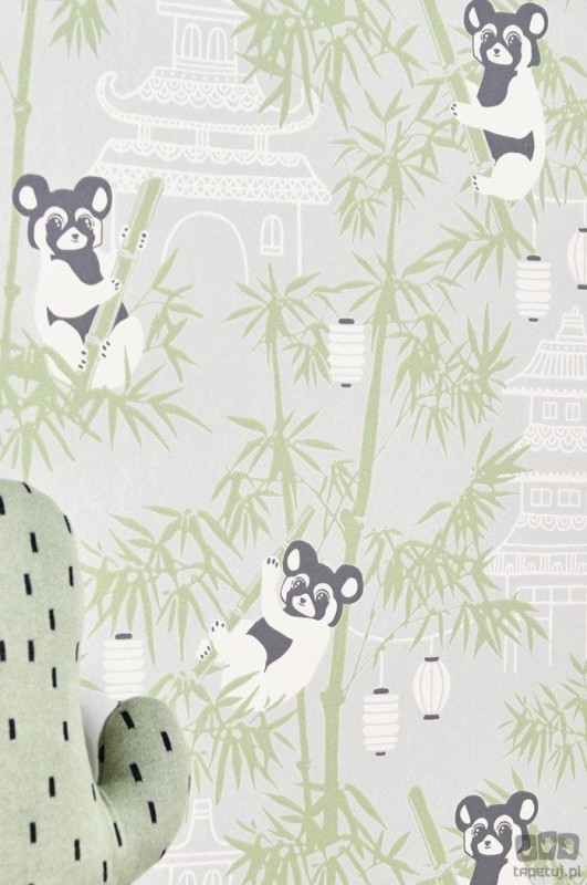 Tapeta na flizelinie azjatycka mieścina bambusy i misie koala