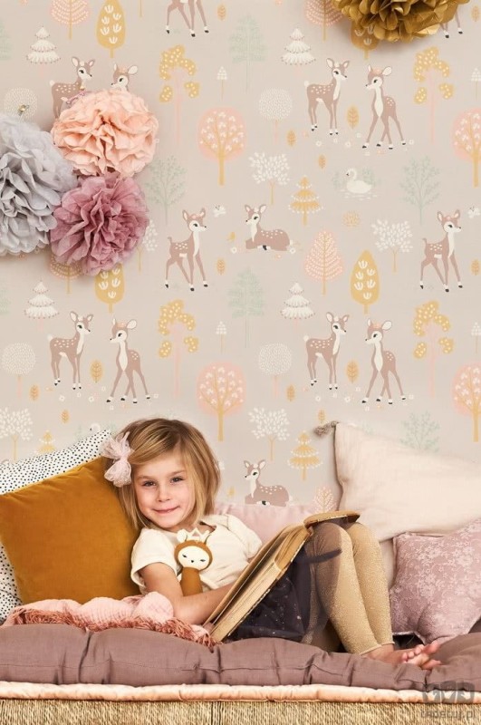 Tapeta na flizelinie z motywem lasu bambi