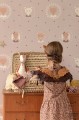 Tapeta na flizelinie w serduszka i portrety zwierząt fioletowa