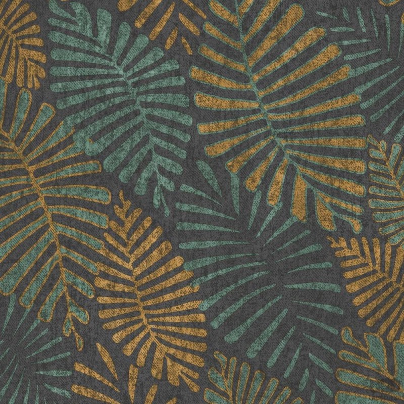 Tapeta na flizelinie ICH Wallpaper Nomad motyw liści w odcieniu szarości zieleni ochry