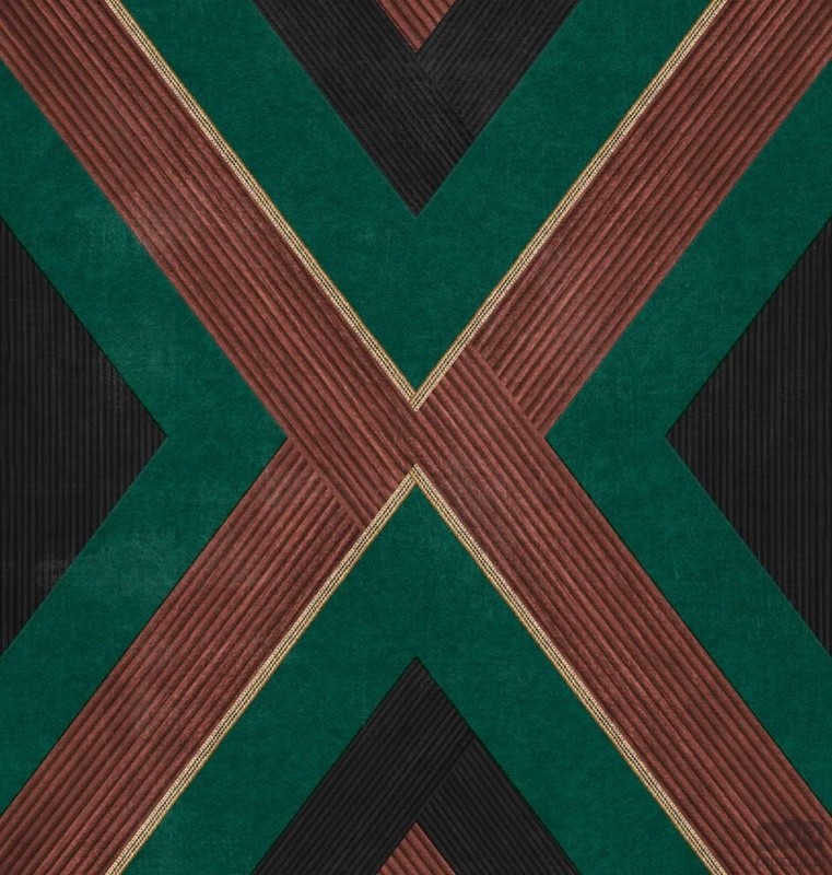 Tapeta z motywem geometrycznym ICH Wallpaper Nomad zieleń brąz