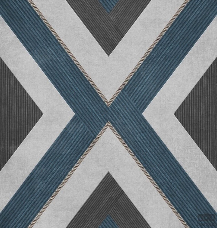 Tapeta z motywem geometrycznym ICH Wallpaper Nomad niebieski szarość