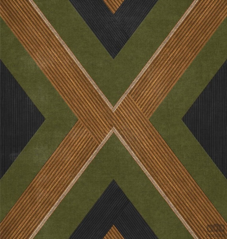 Tapeta z motywem geometrycznym ICH Wallpaper Nomad zieleń brąz